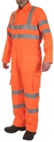 High Visibility Orange Boilersuit/Coverall RIS-3279-TOM - Railway Use Certified & EN ISO20471 Class 3